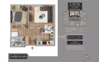 Квартира 1+1 в Bizz Tower Эсеньюрт за 70,000$