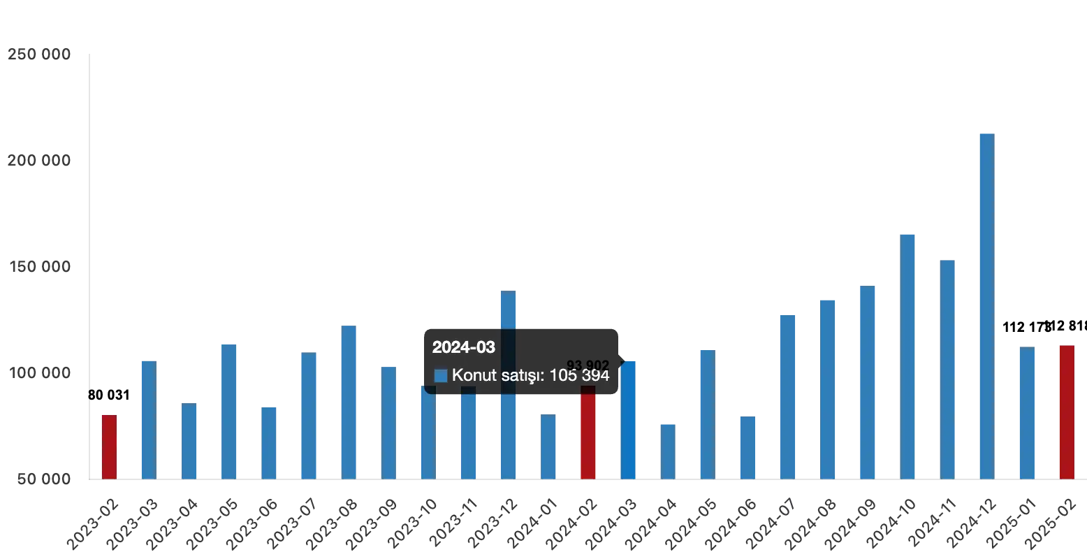 Turkey Housing Sales Statistics for February 2025